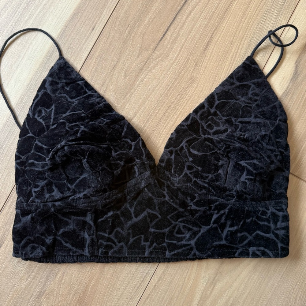 Black Velvet Bralette with Delicate Pattern -
NWOT
